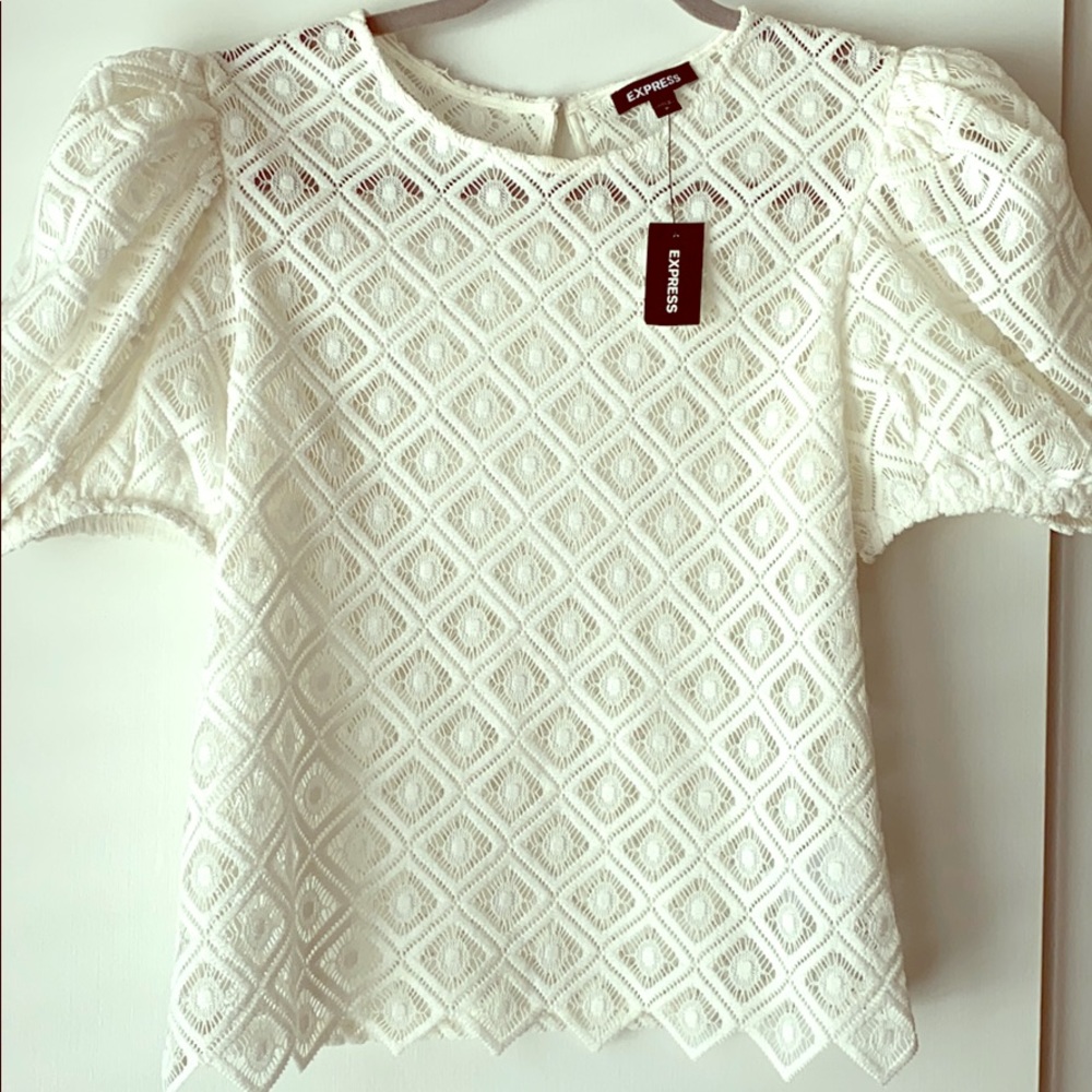 Express Lace Puff Blouse